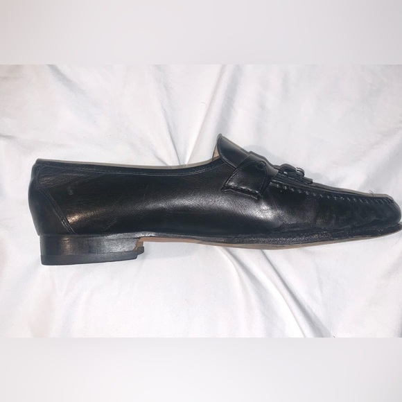 E.T. Wright Woven Vamp black leather Vintage loafers with tassels Size 11